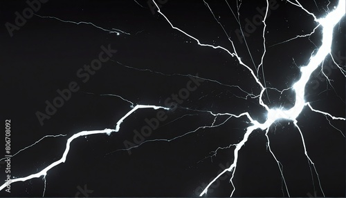white lightning impact effect on plain black background from Generative AI