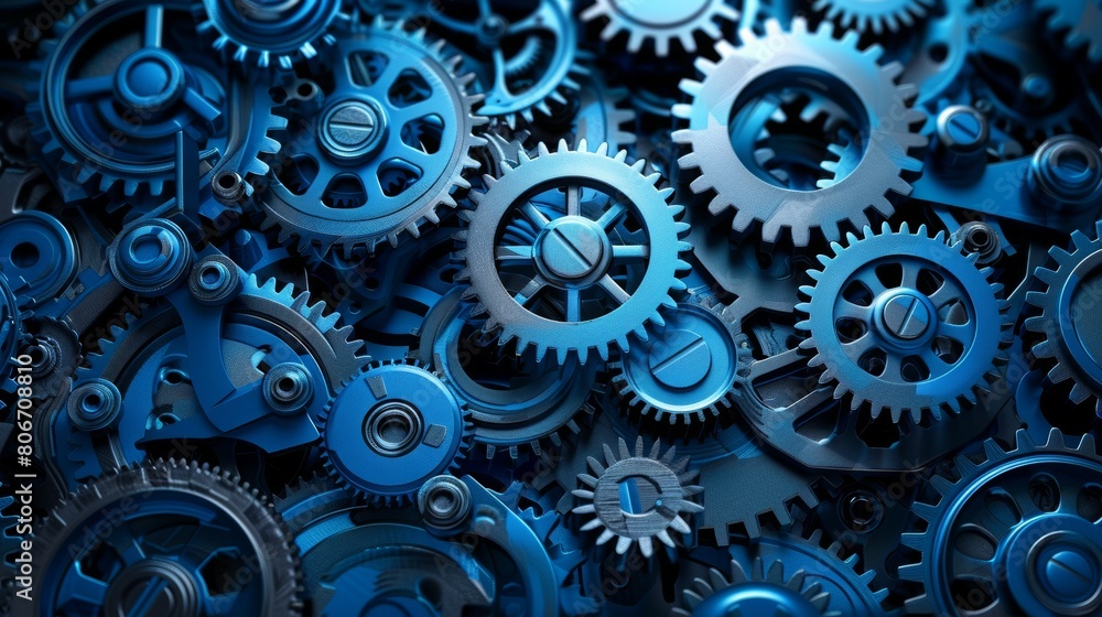 A conceptual illustration of gears and cogs working together in harmony, symbolizing teamwork and collaboration.
