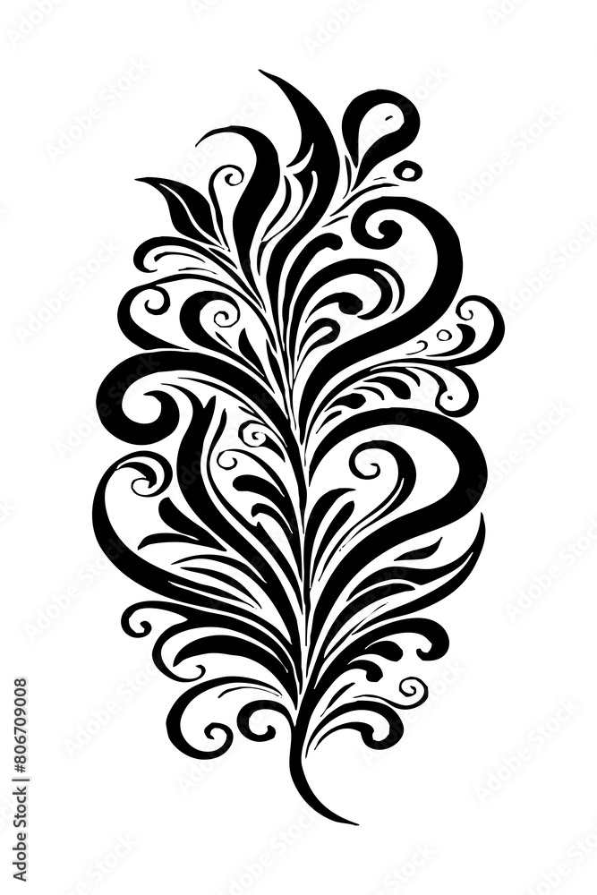 Botanical black and white pattern. For use on tattoos, posters, textiles, T-shirt printing. Generated by Ai Botanical black and white pattern. For use on tattoos, posters, textiles, T-shirt printing. Generated by Ai