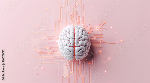 Digital brain concept on circuit board