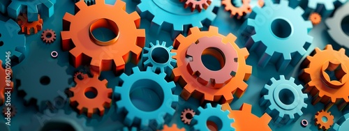 A conceptual illustration of gears and cogs working together in harmony, symbolizing teamwork and collaboration.