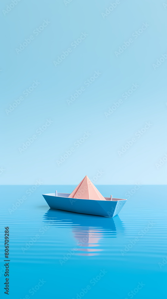 A simple paper boat floats on the water A simple paper boat floats on the water