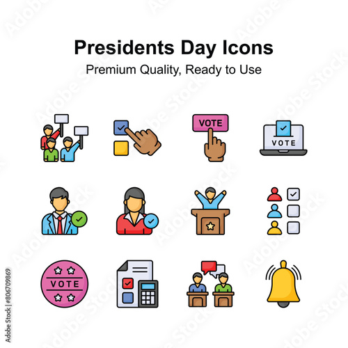 Get your hands on presidents days icons set, ready to use in websites and mobile apps