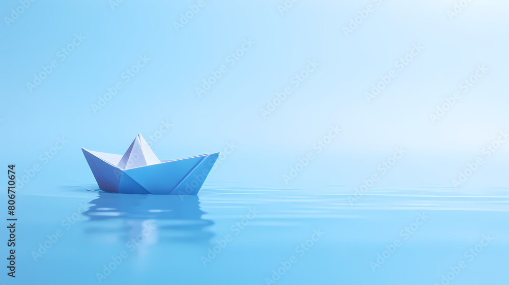 A simple paper boat floats on the water