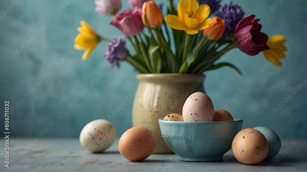 easter eggs and flowers Easter Blooms Still Life with Eggs and Flowers