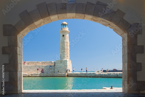 Greece, Crete, Rethymno, Venetian Harbour, Lighthouse