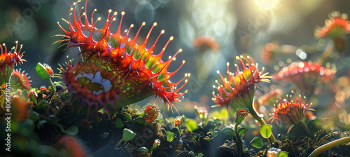The Venus flytrap is a carnivorous plant	 photo