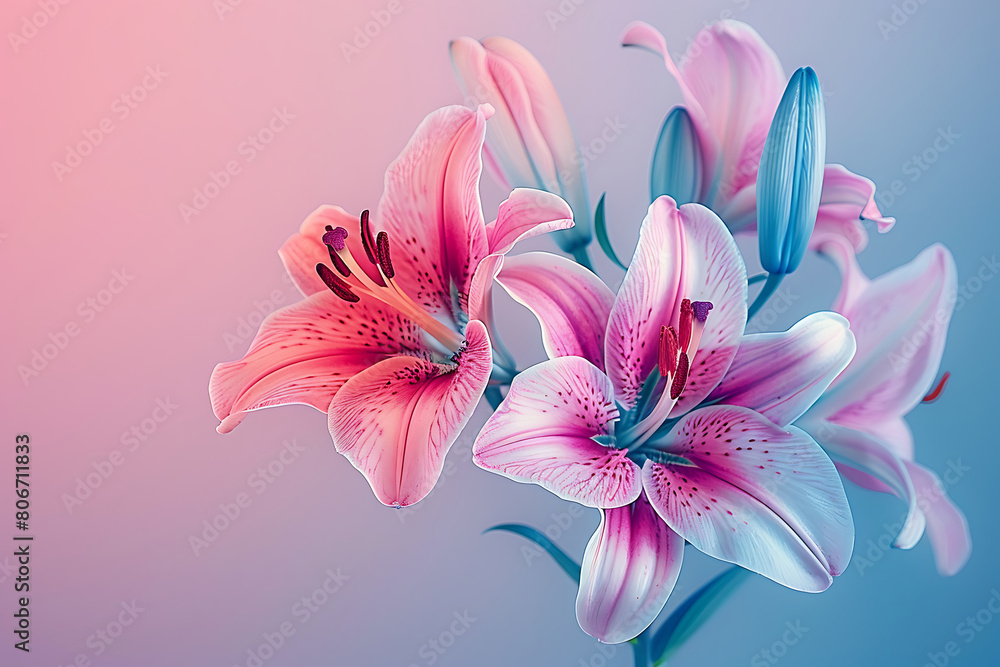 Fototapeta premium anniversary, colours, delicate, elegance, elegant, international, many, mother, panorama, romantic, single, stem, surprise, valentine, bouquet, fragility, lilly, lily, love, pretty, smell, freshness, 