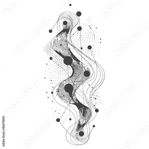 Abstract Line Dot Design black color only