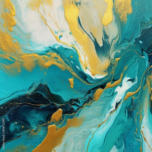 Golden Abstract Turquoise Elegance and Fluid Designs