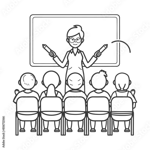 outline illustration for positive classroom for teach and study
