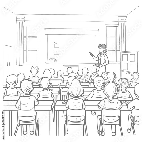 outline illustration for positive classroom for teach and study