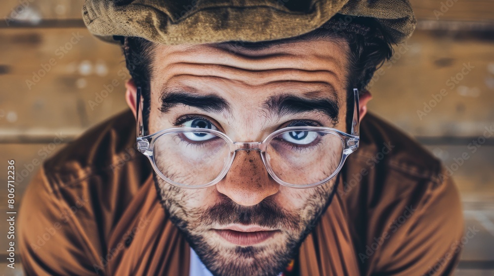 Young Man with Glasses and a Beret Young Man with Glasses and a Beret