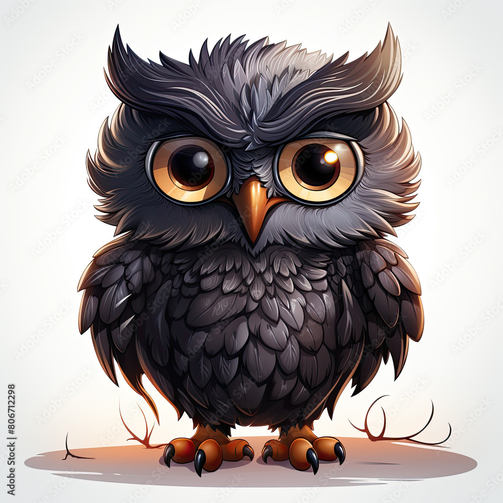 Fototapeta premium Watercolor Shadow owl, clipart Illustration, Generative Ai