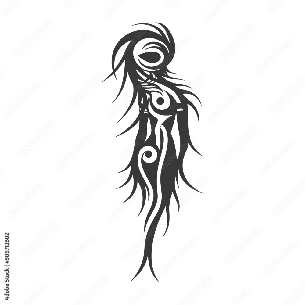 Silhouette abstract tribal art black color only Silhouette abstract tribal art black color only