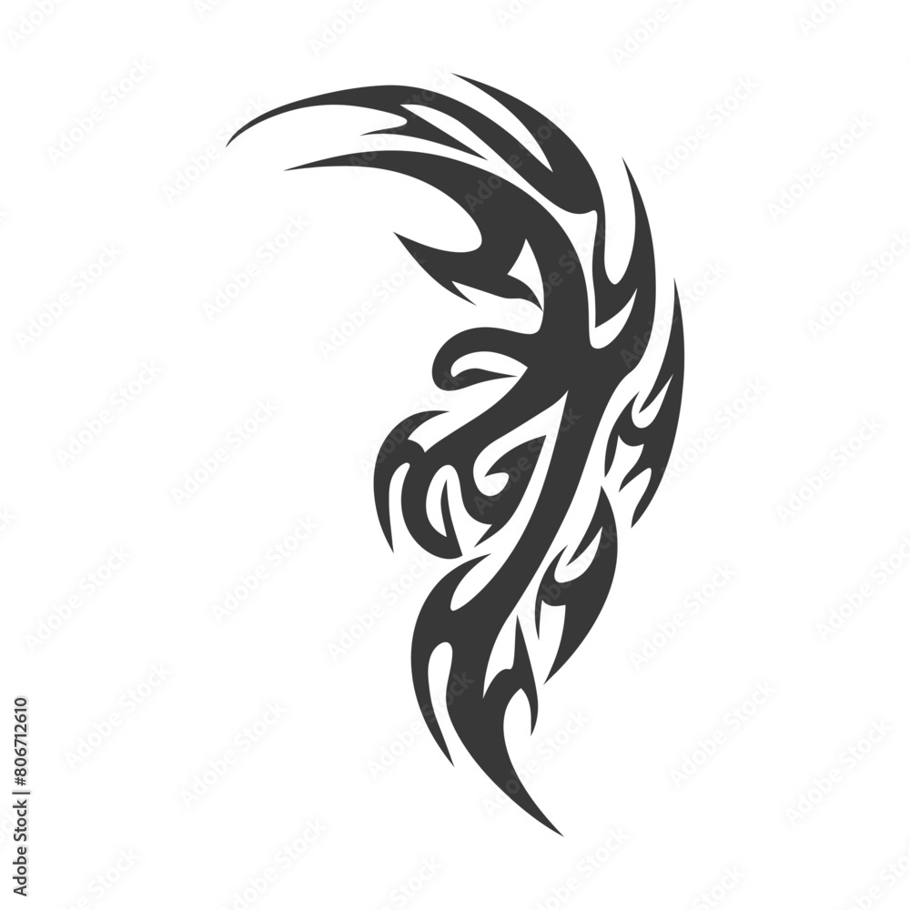 Silhouette abstract tribal art black color only Silhouette abstract tribal art black color only