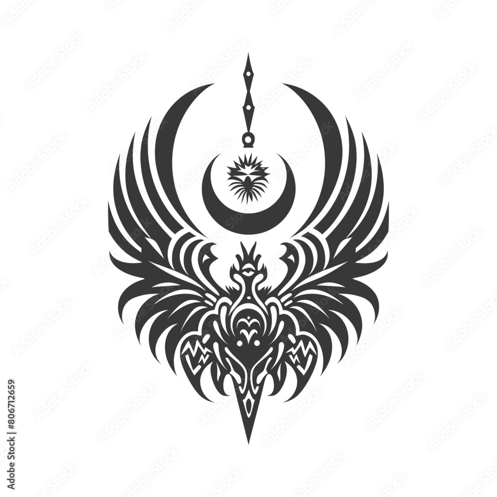 Obraz premium Silhouette abstract tribal art black color only