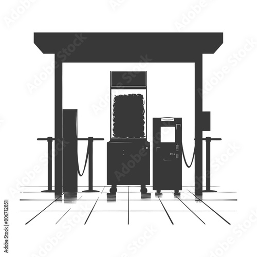 Silhouette Airport Security Checkpoint with X-ray Baggage Scanner and Metal Detector Gate black color only