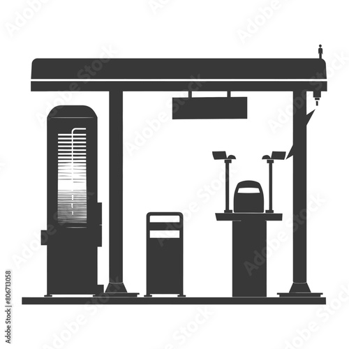 Silhouette Airport Security Checkpoint with X-ray Baggage Scanner and Metal Detector Gate black color only