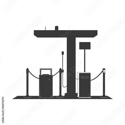 Silhouette Airport Security Checkpoint with X-ray Baggage Scanner and Metal Detector Gate black color only