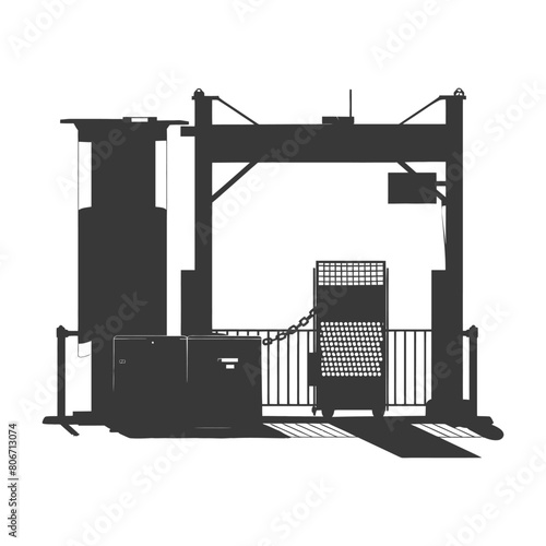 Silhouette Airport Security Checkpoint with X-ray Baggage Scanner and Metal Detector Gate black color only