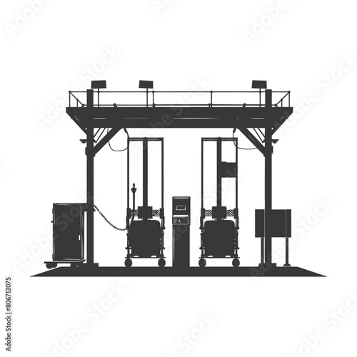 Silhouette Airport Security Checkpoint with X-ray Baggage Scanner and Metal Detector Gate black color only