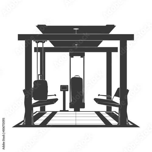 Silhouette Airport Security Checkpoint with X-ray Baggage Scanner and Metal Detector Gate black color only