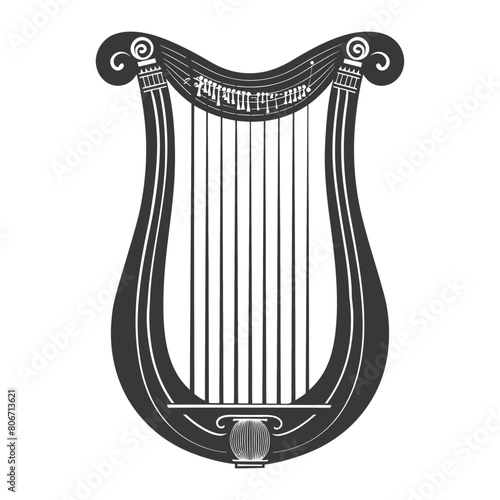 Silhouette ancient lyre black color only