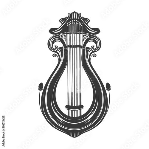 Silhouette ancient lyre black color only
