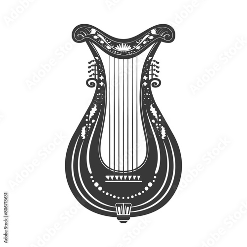 Silhouette ancient lyre black color only