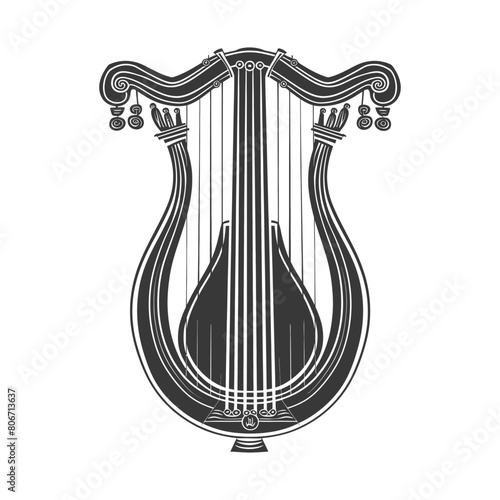 Silhouette ancient lyre black color only