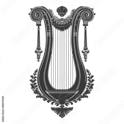 Silhouette ancient lyre black color only