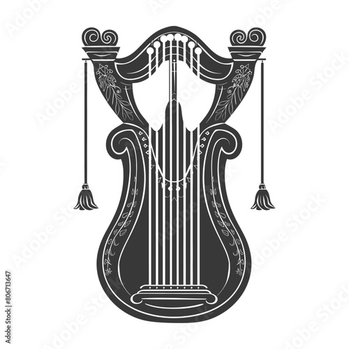 Silhouette ancient lyre black color only