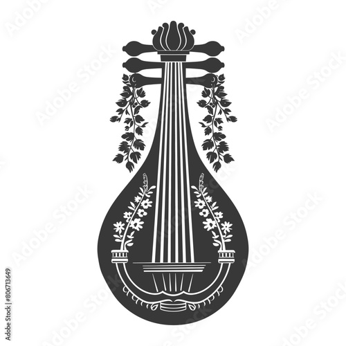 Silhouette ancient lyre black color only