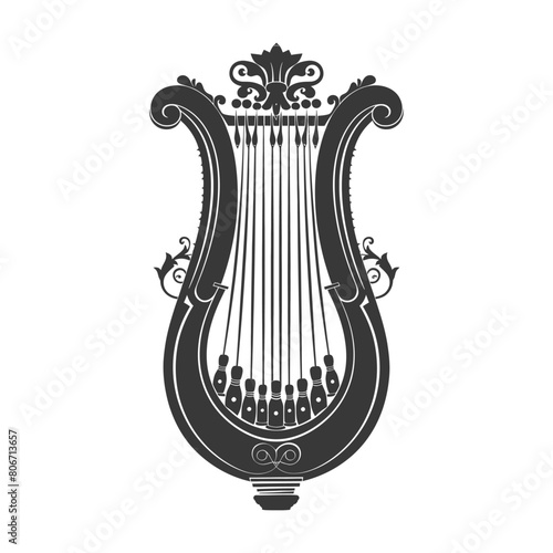 Silhouette ancient lyre black color only