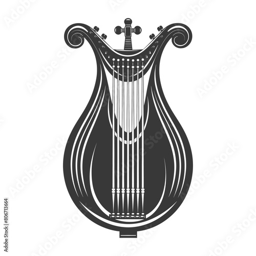 Silhouette ancient lyre black color only