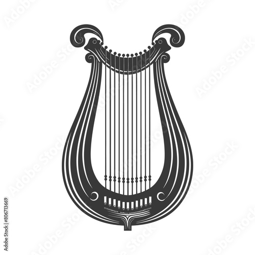 Silhouette ancient lyre black color only