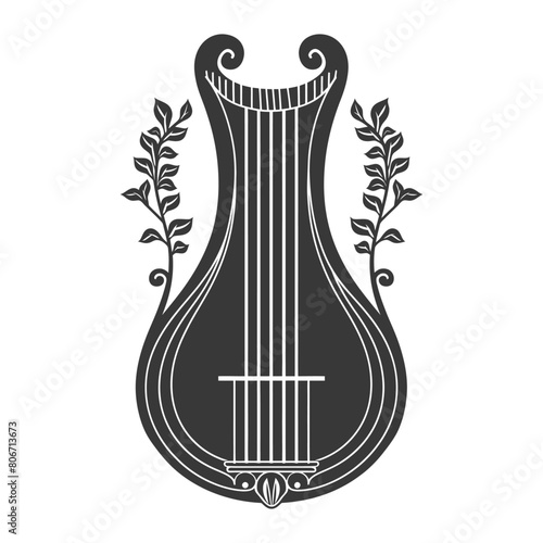 Silhouette ancient lyre black color only