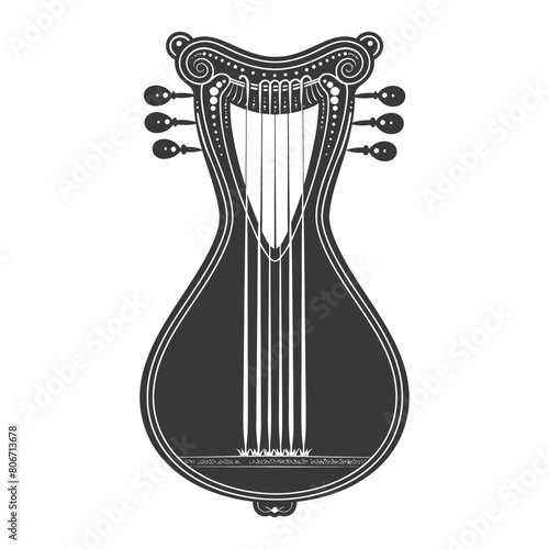 Silhouette ancient lyre black color only