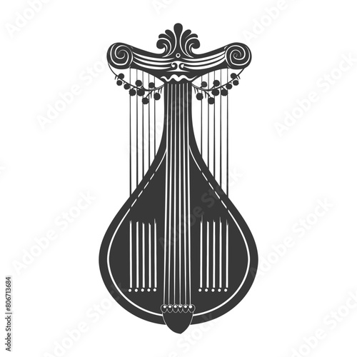 Silhouette ancient lyre black color only