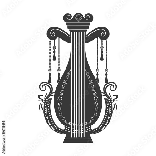 Silhouette ancient lyre black color only