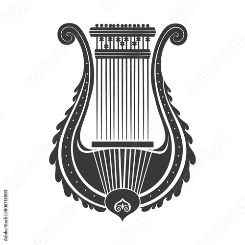 Silhouette ancient lyre black color only