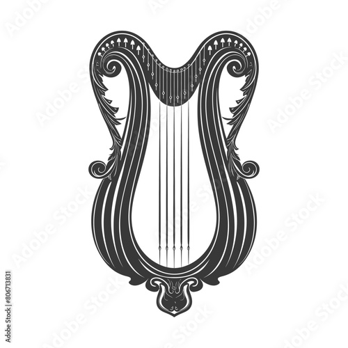 Silhouette ancient lyre black color only