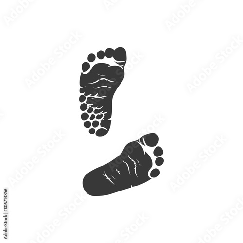 Silhouette baby footprints black color only