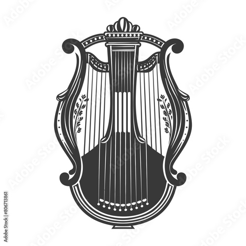 Silhouette ancient lyre black color only