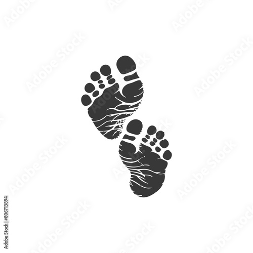 Silhouette baby footprints black color only