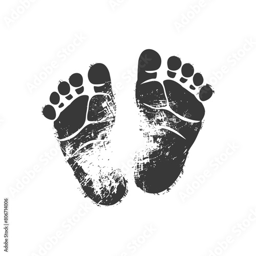 Silhouette baby footprints black color only