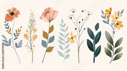 Collection of vibrant flowers arranged on a clean white backdrop