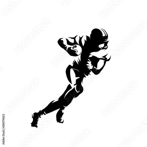 American football quarterback, front view isolated vector silhouette