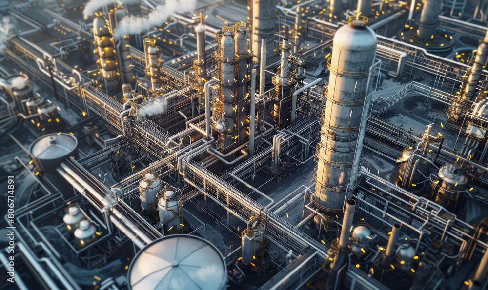 Discover the scale of industrial production with a view of a large chemical fertilizer plant, depicting machinery and engineering. AI generative.